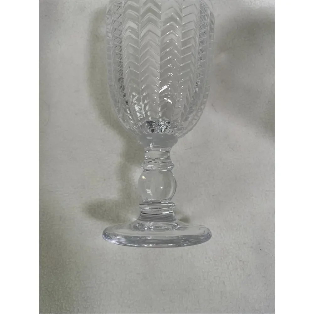 Godinger Carson Modern Vintage Wine Goblets Chevron Design 10 oz., Set of Four